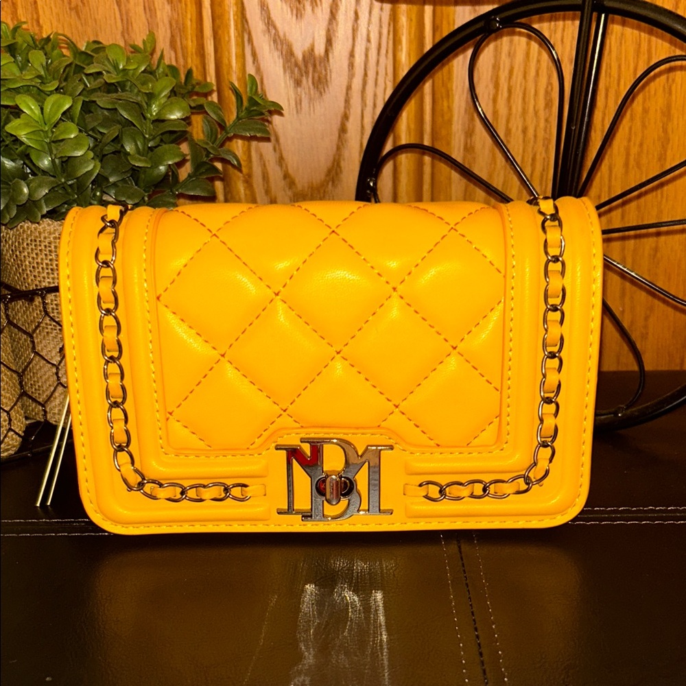 Badgley Mischka Vibrant Yellow Quilted Crossbody Bag